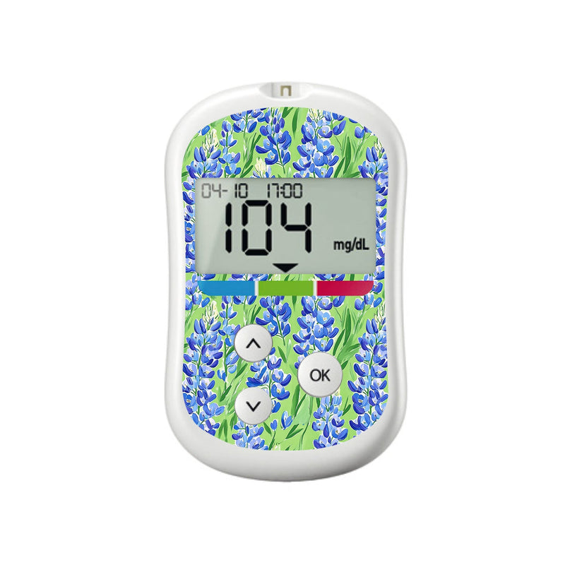 Peelz Blue Blooms for OneTouch Verio Flex Glucometer Peelz/Stickers White Smoke
