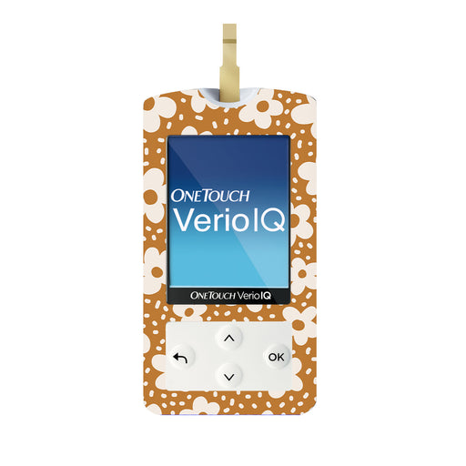 Peelz Caramel Daisies OneTouch Verio IQ Glucometer Sticker - Pump Peelz Peelz/Stickers White Smoke