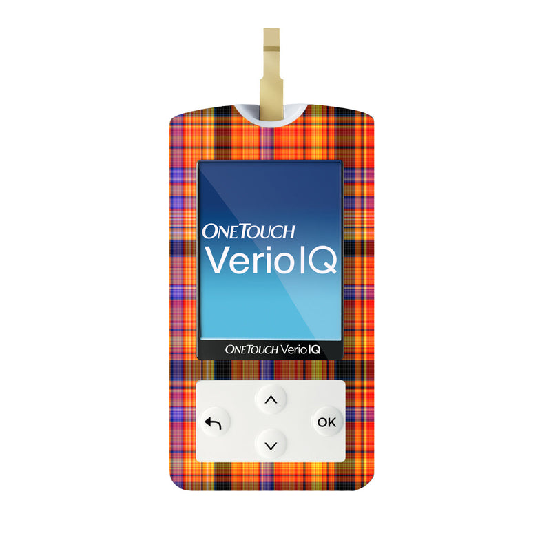 Peelz Pumpkin Plaid OneTouch Verio IQ Glucometer Sticker - Pump Peelz Peelz/Stickers White Smoke