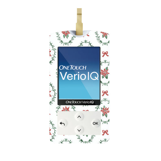 Peelz Poinsettia Parade OneTouch Verio IQ Glucometer Sticker - Pump Peelz Peelz/Stickers White Smoke