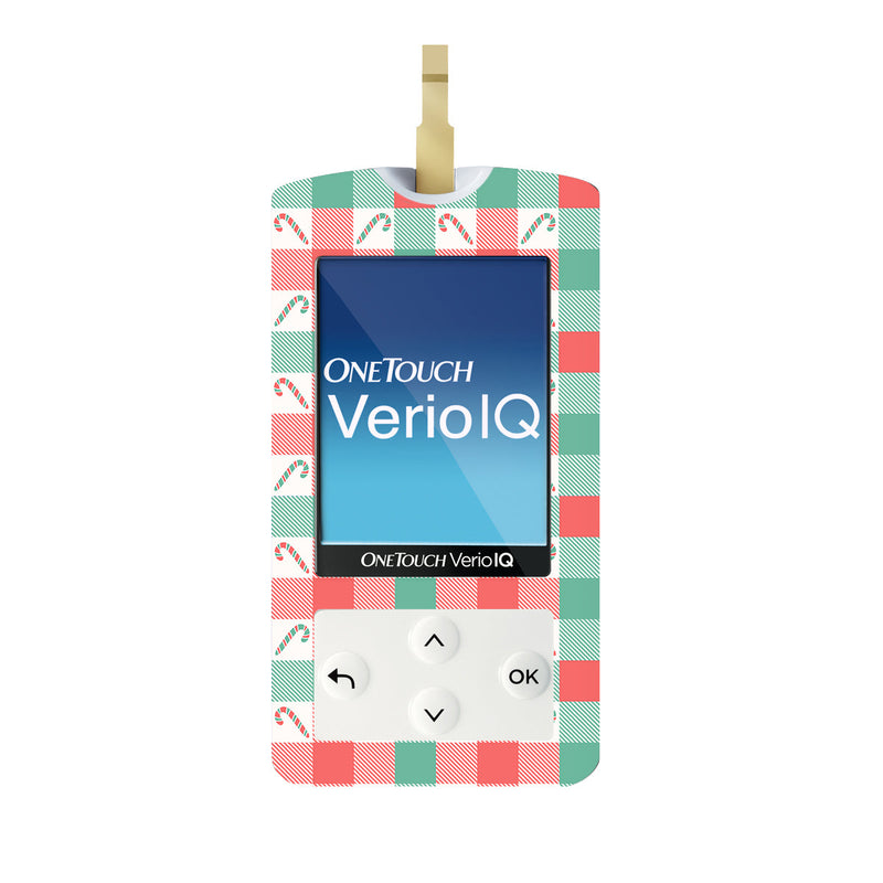 Peelz Peppermint Plaid OneTouch Verio IQ Glucometer Sticker - Pump Peelz Peelz/Stickers White Smoke