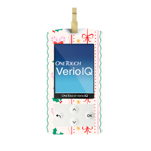 Peelz Holly Jolly Ribbon OneTouch Verio IQ Glucometer Sticker - Pump Peelz Peelz/Stickers White Smoke