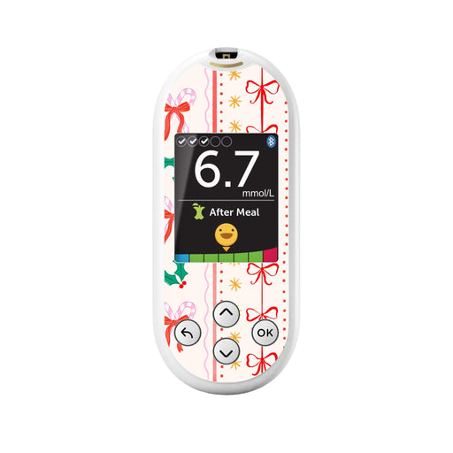Peelz Holly Jolly Ribbon OneTouch Verio Reflect Glucometer - Pump Peelz Peelz/Stickers White Smoke