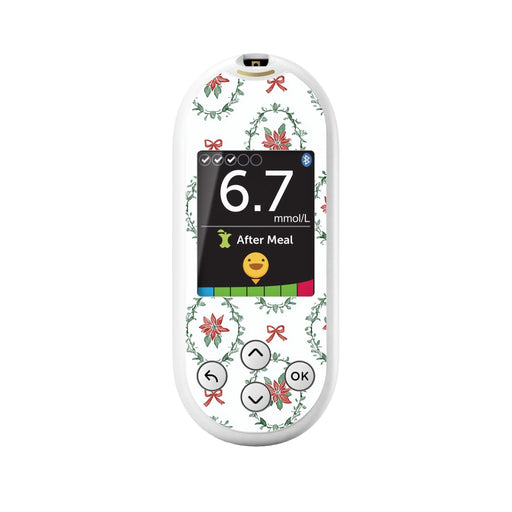 Peelz Poinsettia Parade OneTouch Verio Reflect Glucometer - Pump Peelz Peelz/Stickers White Smoke