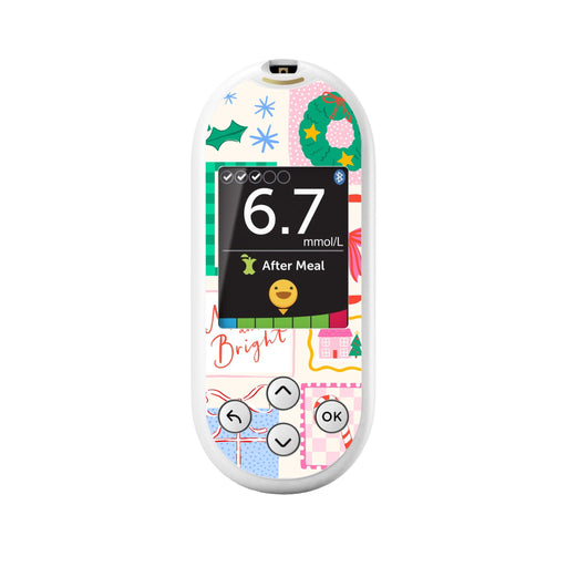 Peelz Holiday Greetings OneTouch Verio Reflect Glucometer - Pump Peelz Peelz/Stickers White Smoke