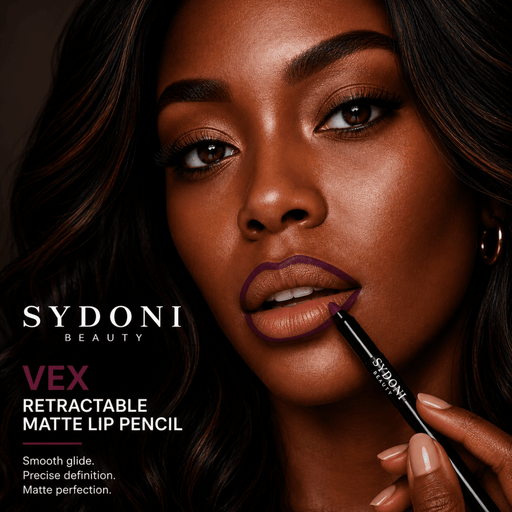 Sydoni Skincare and Beauty SYDONI RETRACTABLE MATTE LIP PENCIL with SHEA BUTTER 9 Rich, Smudge‑Resistant Shades Lip Liner Black Vex-Deep dark plum with cool pink undertone