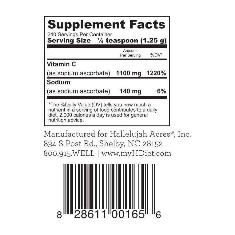 Hallelujah Diet Vitamin C Powder (Sodium Ascorbate) Vitamins & Supplements Lavender