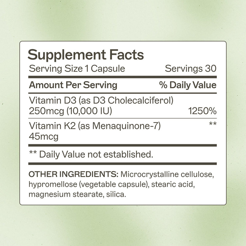 AMMD Vitamin D3/K2 10,000 IU Capsules Supplement White Smoke