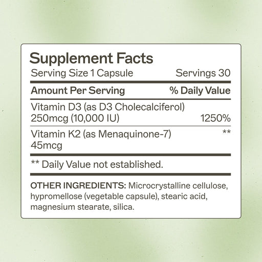 AMMD Vitamin D3/K2 10,000 IU Capsules Supplement White Smoke