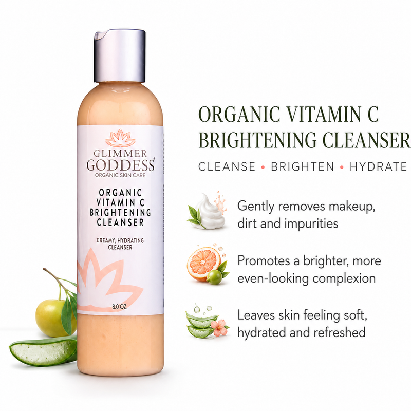 Glimmer Goddess® Organic Skin Care Organic Vitamin C Brightening Cleanser – Gentle Face Wash Cleansers & Scrubs White Smoke