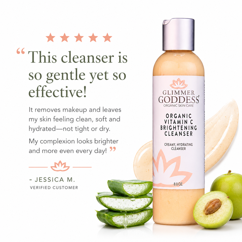 Glimmer Goddess® Organic Skin Care Organic Vitamin C Brightening Cleanser – Gentle Face Wash Cleansers & Scrubs White Smoke
