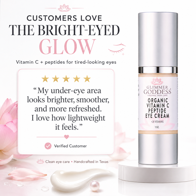 Glimmer Goddess® Organic Skin Care Organic Vitamin C Eye Serum – Peptide Treatment for Dark Circles For Eyes White Smoke