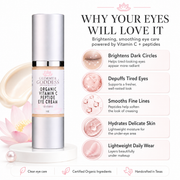 Glimmer Goddess® Organic Skin Care Organic Vitamin C Eye Serum – Peptide Treatment for Dark Circles For Eyes White Smoke