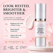 Glimmer Goddess® Organic Skin Care Organic Vitamin C Eye Serum – Peptide Treatment for Dark Circles For Eyes Misty Rose