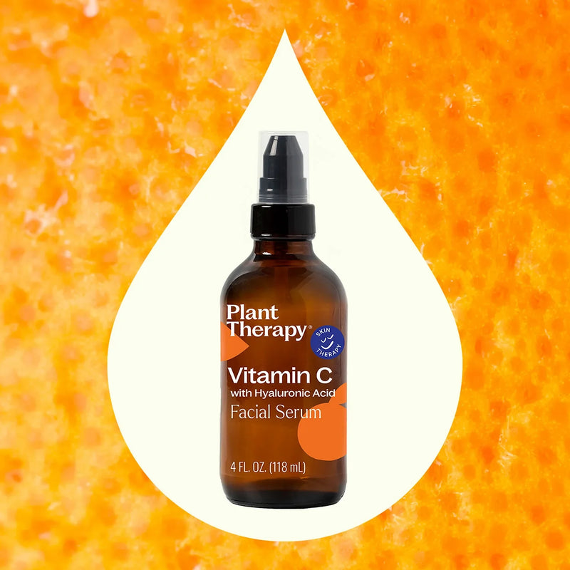 Plant Therapy Vitamin C with Hyaluronic Acid Facial Serum Hair & Skin Care Dark Orange 1 oz,4 oz