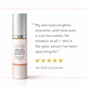 Glimmer Goddess® Organic Skin Care Organic Vitamin C Serum 20% – Brightening Treatment with Hyaluronic & Ferulic Acid Serums White Smoke