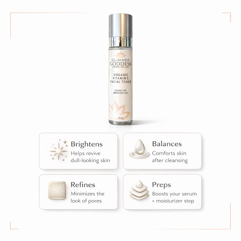 Glimmer Goddess® Organic Skin Care Organic Vitamin C Facial Toner – Natural Brightening Astringent Cleansers & Scrubs White Smoke
