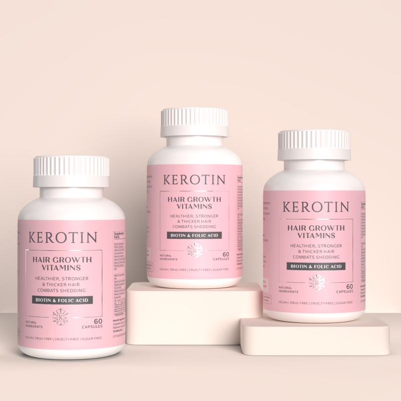 Kerotin Hair Growth Vitamins Supplement Antique White 3 Bottles (15% OFF)