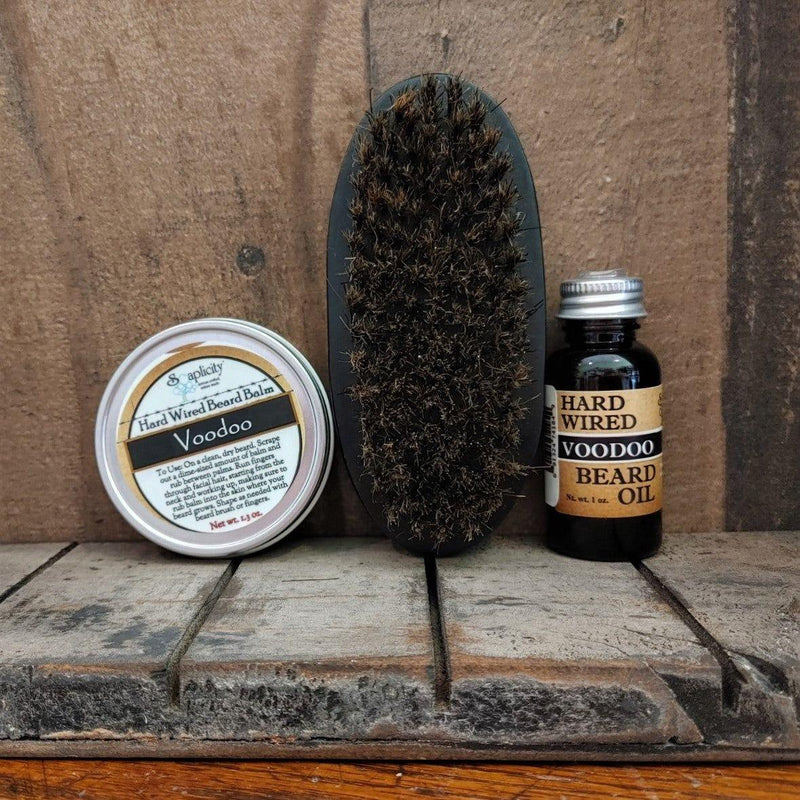 Soaplicity Beard-Pro Gift Set with Hard Wired Beard Oil, Balm, & Brush Bundles Dim Gray Alchemy,Primal,Rogue,Rugged,Redwood,Voodoo