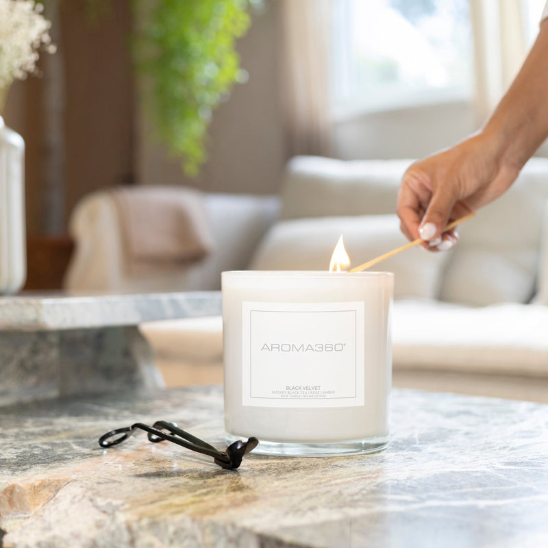 Aroma360 Black Velvet 4-Wick Candle Candle White Smoke Black,White