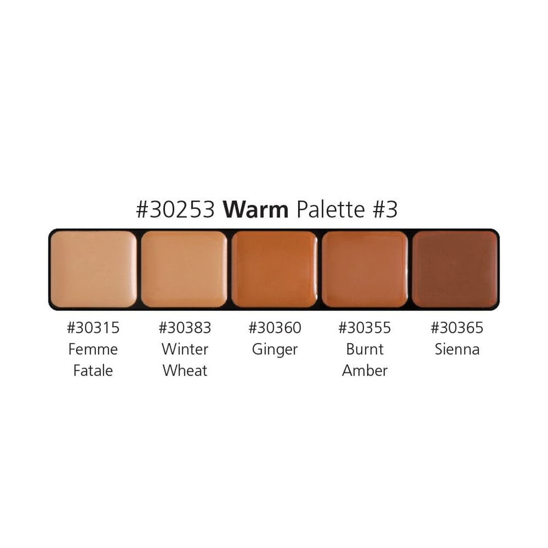 Graftobian Make-Up Company Glamour Crème™ Ultra HD Foundation Palettes Sienna Warm #1,Warm #2,Warm #3,Neutral #1,Neutral #2,Neutral #3,Cool #1,Cool #2,Ultra-Lights
