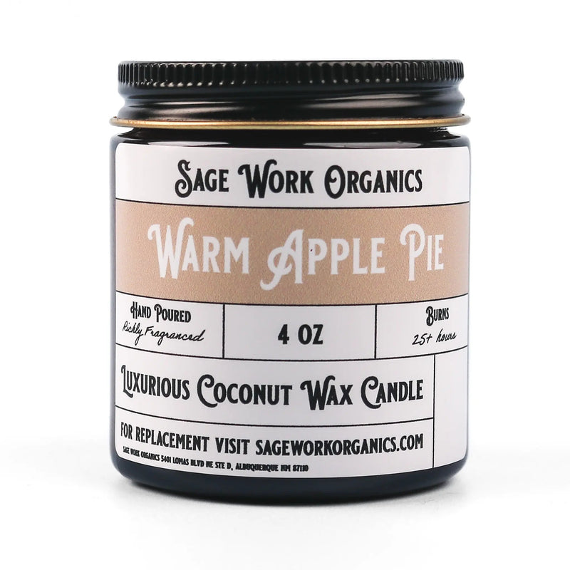 SageWork Organics Warm Apple Pie Candle Scented Candles Light Gray 4oz,8oz