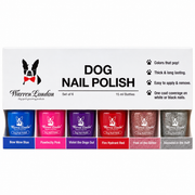 Warren London Dog Nail Polish - Polish Bottles with Brush Dog Nail Polish White Smoke Pawfectly Pink,Violet The Dogs Out Purple,Fire Hydrant Red,Bow Wow Blue,Pink Of The Glitter Sparkle Pink,Diamond In the Ruff Sparkle Silver,Set of All Six Colors