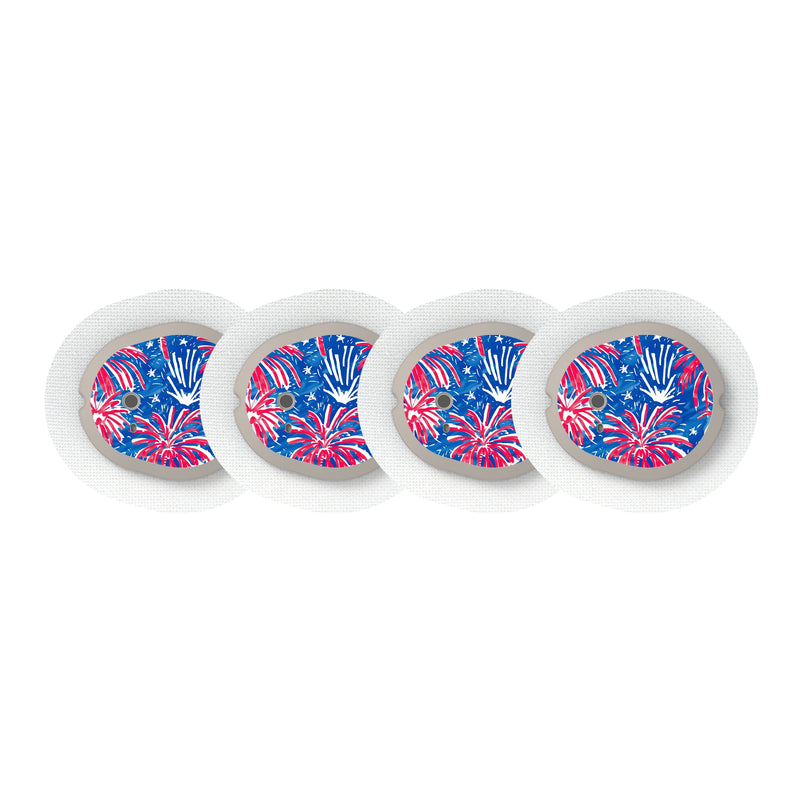 Peelz Watercolor Fireworks Designed for the DEXCOM G7 and Stelo Transmitter Peelz/Stickers White Smoke 4-pack (Set of 4 Stickers)