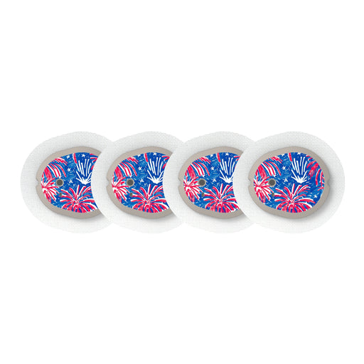 Peelz Watercolor Fireworks Designed for the DEXCOM G7 and Stelo Transmitter Peelz/Stickers White Smoke 4-pack (Set of 4 Stickers)