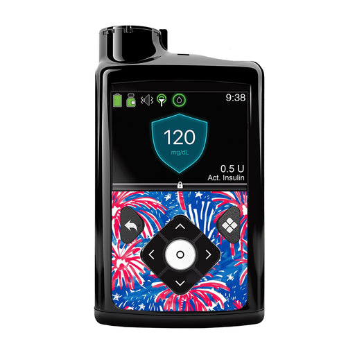 Peelz Watercolor Fireworks for Medtronic MiniMed 770G & 780G Peelz/Stickers Black Whole System Peelz (front back + clip),Front Peelz,Back and Clip Peelz