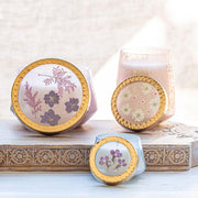 Rosy Rings Blackberry & Coconut Large Watercolor Pressed Floral Candle Pressed Floral Candles Light Gray