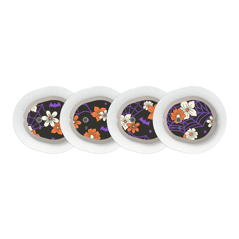 Peelz Webbed Flowers Designed for the DEXCOM G7 and Stelo Transmitter Peelz/Stickers White Smoke 4-pack (Set of 4 Stickers)