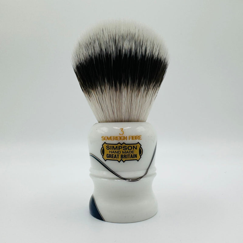 Simpsons Simpson LE Duke 3 Sovereign Synthetic Fibre Sapphire Candy Shaving Brush Shaving Brush Light Gray