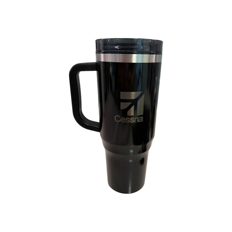 Vida Smart Cessna Stainless Steel Travel Mug – Insulated Aviation Pilot Coffee Tumbler with Handle & Lid 40 oz Travel mug White Smoke