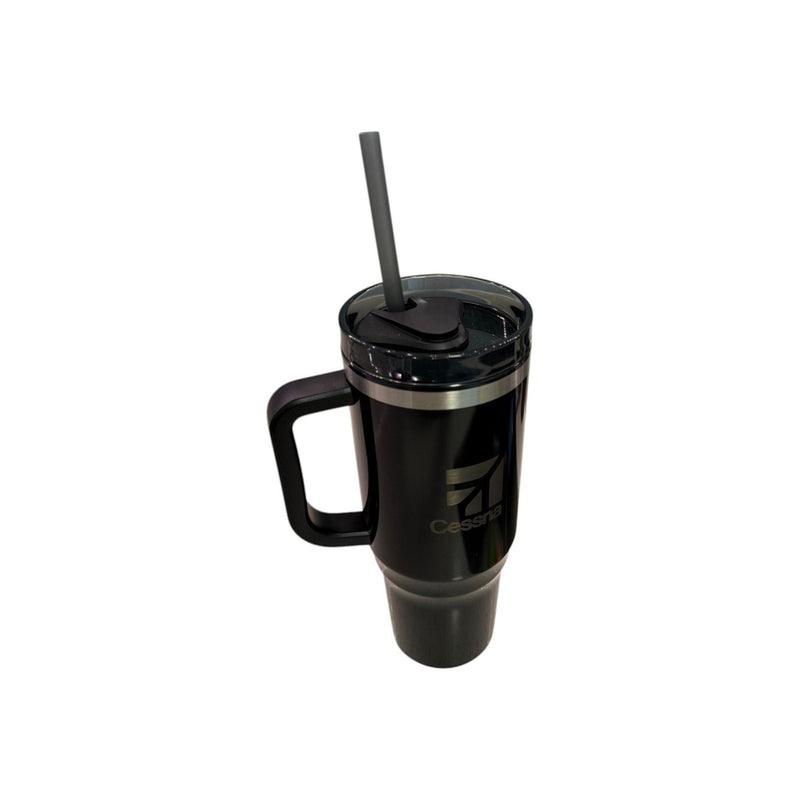 Vida Smart Cessna Stainless Steel Travel Mug – Insulated Aviation Pilot Coffee Tumbler with Handle & Lid 40 oz Travel mug White Smoke