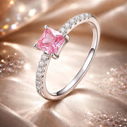 Bids.com 925 Sterling Silver Ring Size 6.0 with Pavé Setting CZ and Platinum Plating Rings Rosy Brown 6,7,8