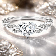 Bids.com 925 Sterling Silver Love Ring with CZ, Size 6.0 Rings White Smoke 6,7,8