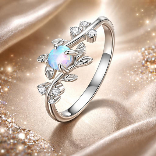 Bids.com 925 Sterling Silver Opal & CZ Ring 0.2cm Size 6.0 for Women Rings Light Gray 6,7,8