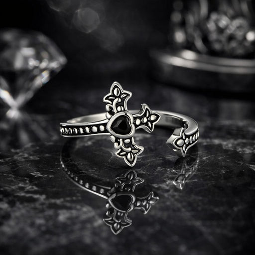 Bids.com 925 Sterling Silver Pavé Setting CZ Oxidized Silver Ring Rings Black