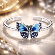 Bids.com 925 Sterling Silver Enamel Oxidized Silver Butterfly Rings Rings Antique White