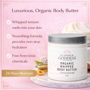 Glimmer Goddess® Organic Skin Care Organic Whipped Body Butter for Extremely Dry Skin Lotions & Creams Misty Rose Lavender Lemon - Best Seller,Autumn Breeze,Blood Orange,Candy Cane,Caribbean Breeze,Christmas Cookie,Cinnamon Apple Cider,Citrus Basil,Citrus Crush,Citrus Mango,Coastal Reverie,Coconut,Coconut Lime,Coconut Vanilla,Evening Snow,Frankincense & Myrrh,Honeysu