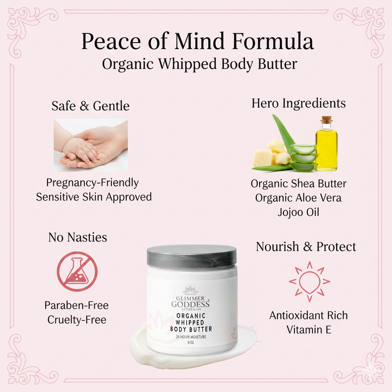 Glimmer Goddess® Organic Skin Care Organic Whipped Body Butter for Extremely Dry Skin Lotions & Creams Misty Rose Lavender Lemon - Best Seller,Autumn Breeze,Blood Orange,Candy Cane,Caribbean Breeze,Christmas Cookie,Cinnamon Apple Cider,Citrus Basil,Citrus Crush,Citrus Mango,Coastal Reverie,Coconut,Coconut Lime,Coconut Vanilla,Evening Snow,Frankincense & Myrrh,Honeysu