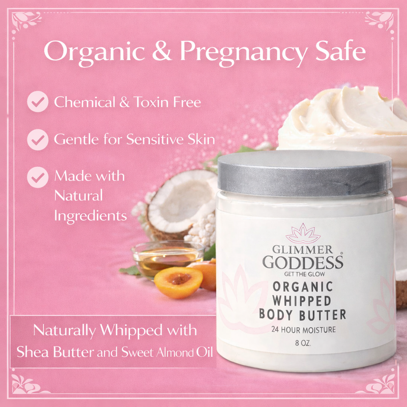 Glimmer Goddess® Organic Skin Care Organic Whipped Body Butter for Extremely Dry Skin Lotions & Creams Light Pink Lavender Lemon - Best Seller,Autumn Breeze,Blood Orange,Candy Cane,Caribbean Breeze,Christmas Cookie,Cinnamon Apple Cider,Citrus Basil,Citrus Crush,Citrus Mango,Coastal Reverie,Coconut,Coconut Lime,Coconut Vanilla,Evening Snow,Frankincense & Myrrh,Honeysu