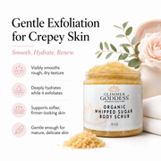 Glimmer Goddess® Organic Skin Care Organic Whipped Sugar Body Scrub 10 oz – Crepey Skin Treatment & Exfoliator Cleansers & Scrubs White Smoke Lavender Lemon,Autumn Breeze,Candy Cane,Christmas Cookie,Cinnamon Apple,Citrus Crush,Coastal Reverie,Enchanted Forest,Love Potion No. 9,Midnight Romance,Neroli (Sweet Orange),Orange Creamsicle,Passion Bloom,Peach Bellini,Rosemary - Eucalyptus - Tangerine,
