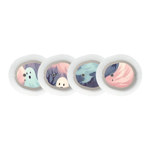 Peelz Wispy Ghosts Designed for the DEXCOM G7 and Stelo Transmitter Peelz/Stickers White Smoke 4-pack (Set of 4 Stickers)