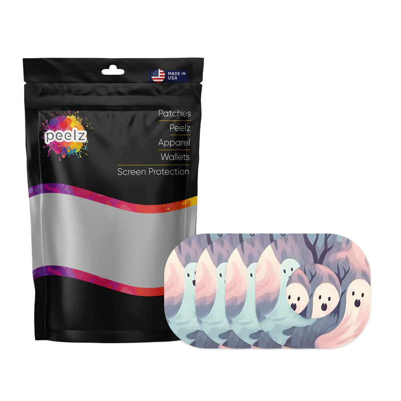 Peelz Wispy Ghosts Dexcom G7 and Stelo Patch Tape - Pump Peelz Patch Medical Tape White Smoke 12-Pack (Set of 12 Patches)