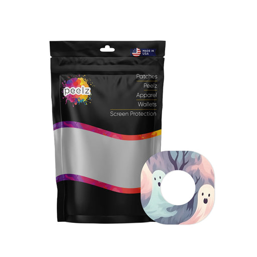 Peelz Wispy Ghosts Dexcom G7 and Stelo Patch Tape - Pump Peelz Patch Medical Tape White Smoke 4-Pack (Set of 4 Patches)