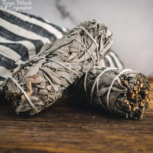 SageWork Organics White Sage Smudge Bundle Packs and Bundles Gray 4 inch,8-9 inch