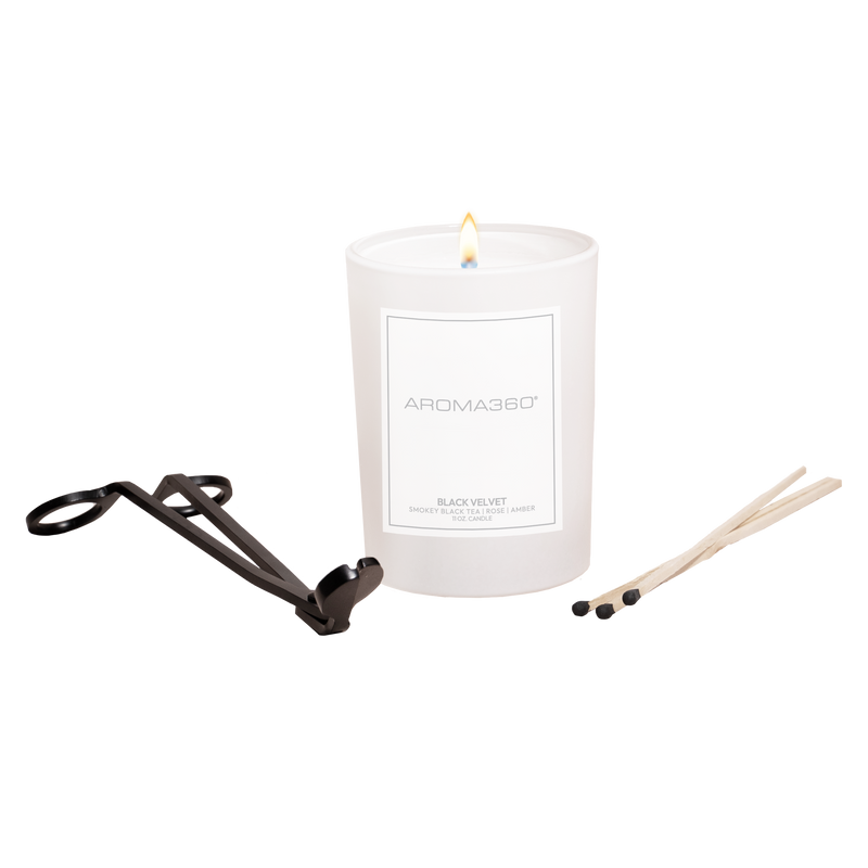 Aroma360 Black Velvet Single-Wick Candle Candle Black Black,White