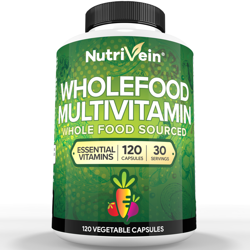 Nutrivein Nutrivein Whole Food Multivitamin for Men & Women – 120 Vegan Multivitamin Caps for Adults 30-VCX3-GNPU White Smoke